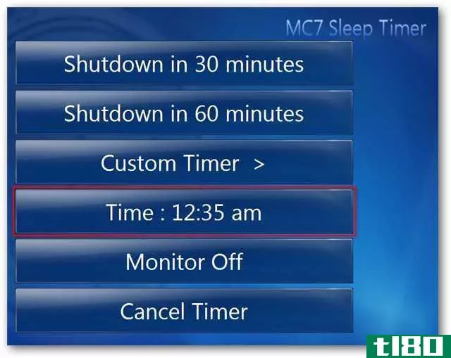 向windows 7 media center添加睡眠计时器