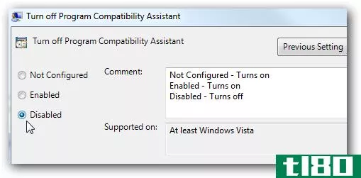 在windows 7和vista中禁用程序兼容性助手