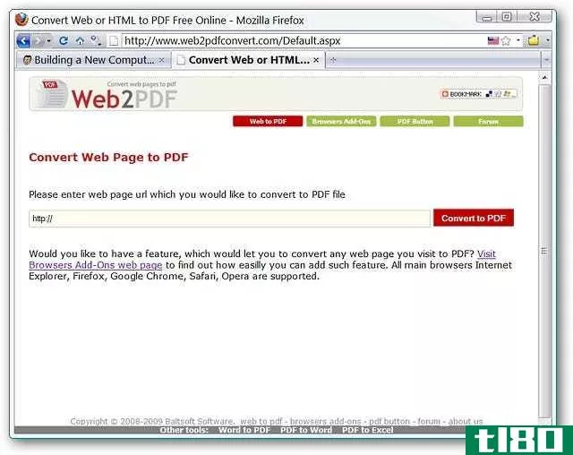 使用web2pdf以pdf格式保存网页