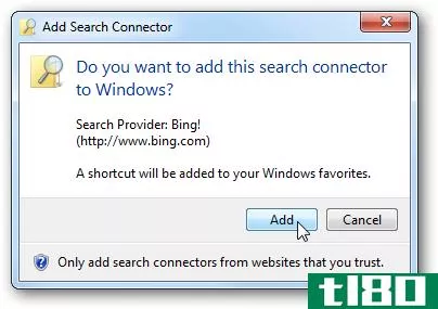 在windows 7中使用搜索连接器从桌面搜索网站