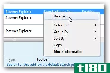 internet explorer 8中的插件疑难解答和管理