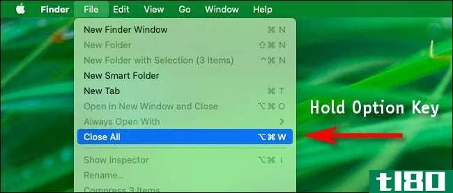 如何在mac上同时关闭所有finder窗口