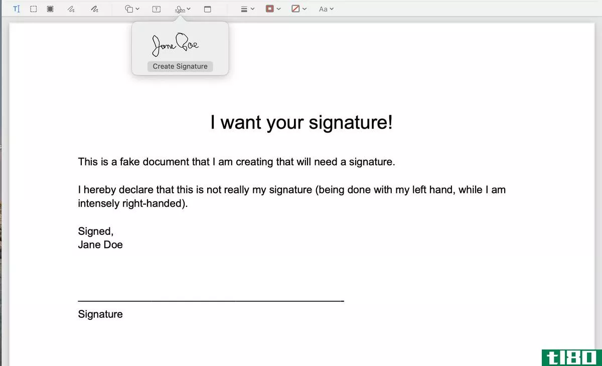 Your signature will now appear under the Signature icon in the Preview app.