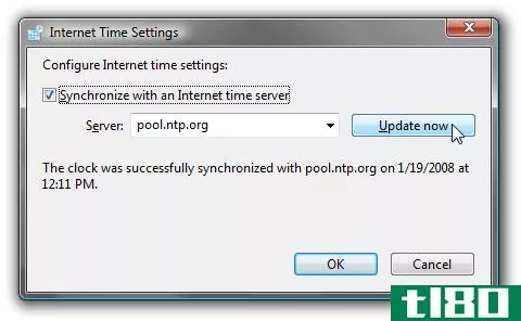 从vista命令提示符将时钟与internet时间服务器同步