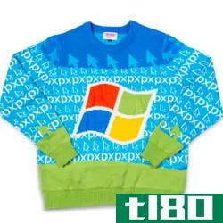 <em>The Windows 95 Ugly Sweater prominently features the redesigned Windows logo the operating system launched with.</em>