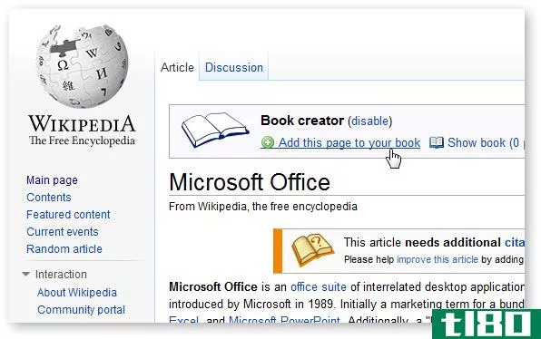 从维基百科的文章中创建一本电子书或pdf供离线阅读