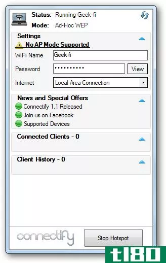 使用connectify将您的windows 7笔记本电脑变成wifi热点