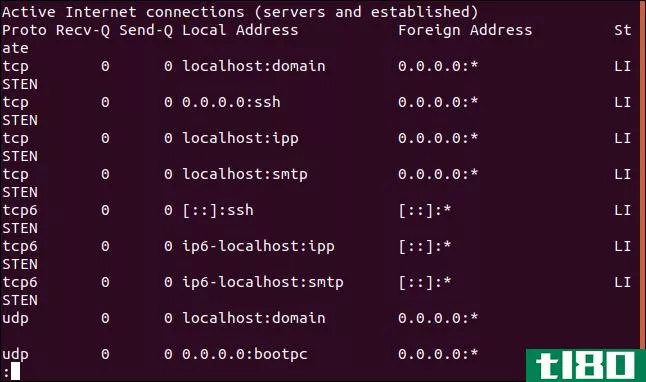 如何在linux上使用netstat