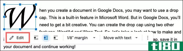 如何在googledocs中创建一个drop cap