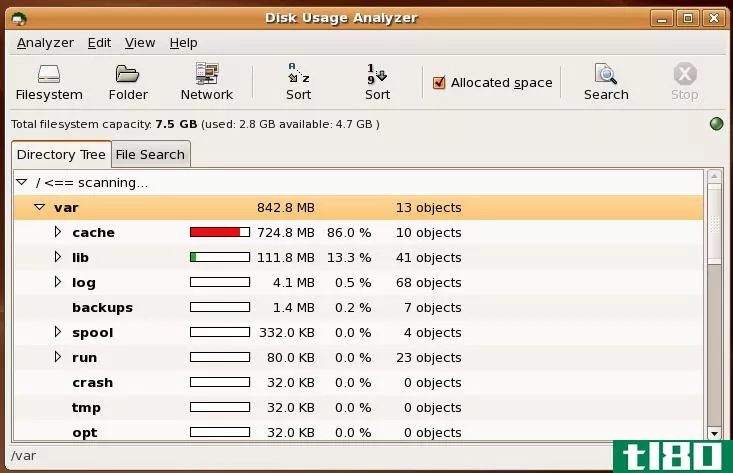 用磁盘使用率分析器检查你在ubuntu上的磁盘使用率