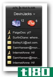 将aol instant messenger（aim）放在您的windows侧边栏中