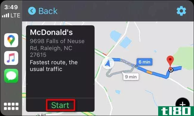 如何在apple carplay中使用google地图进行导航