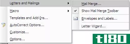 使用邮件合并在word 2003中创建邮件标签