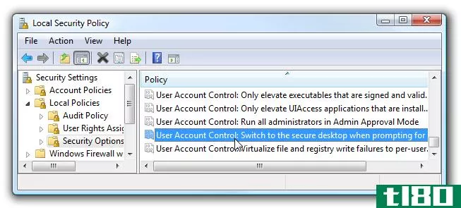 使用户帐户控制（uac）停止在windows 7或vista中关闭屏幕