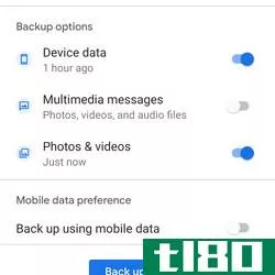 <em>You can then choose among three types of data to back up via Google One.</em>