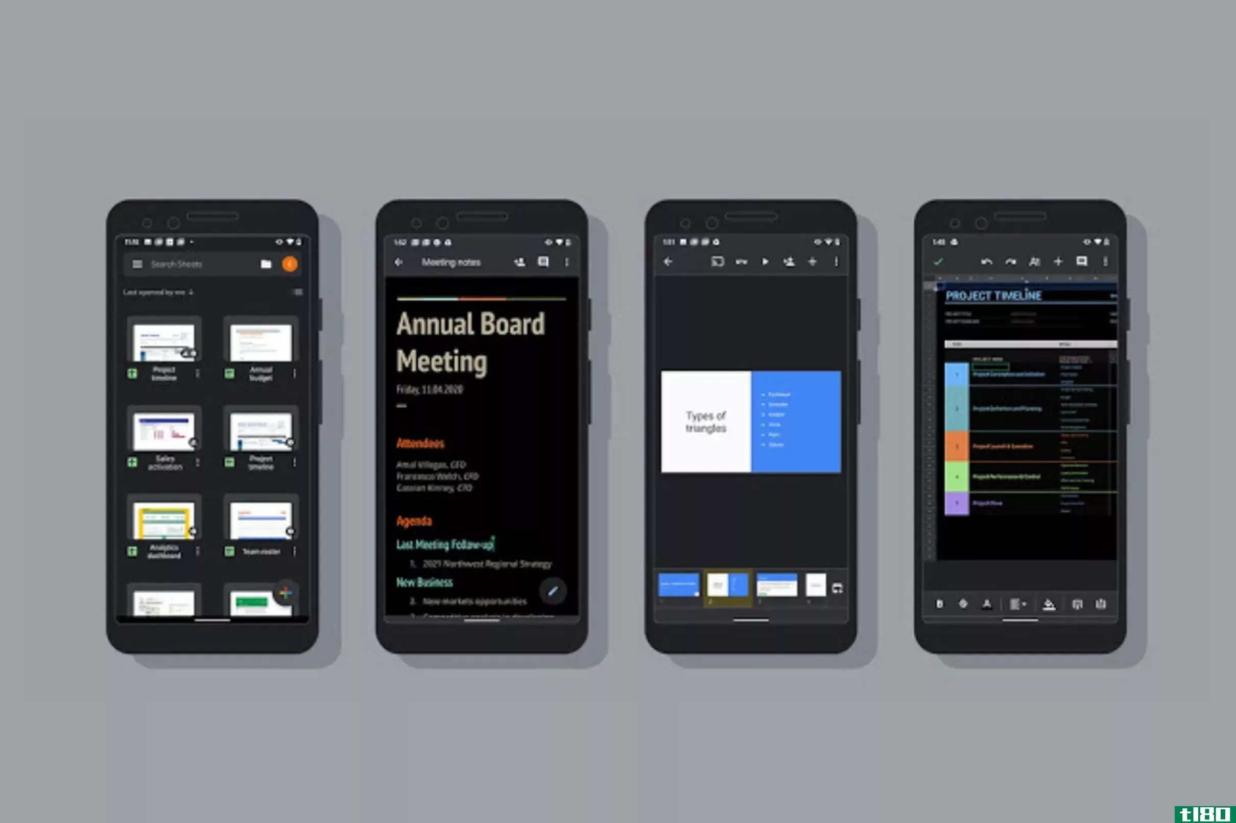 谷歌的文档、工作表和幻灯片现在在android上有了一个黑暗的主题