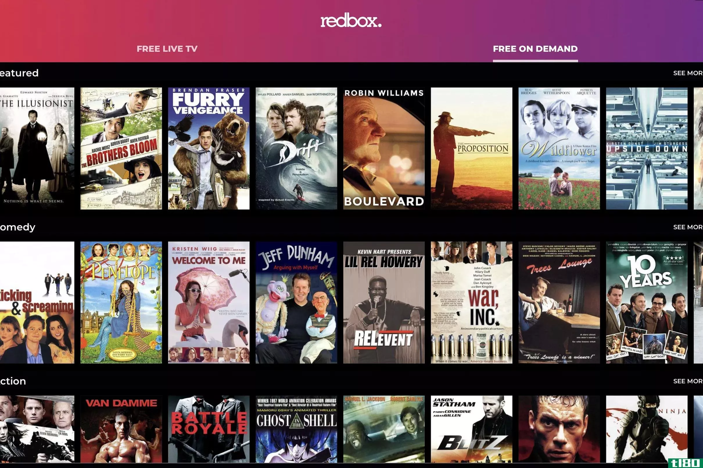 redbox的免费广告支持流媒体服务增加了点播电影