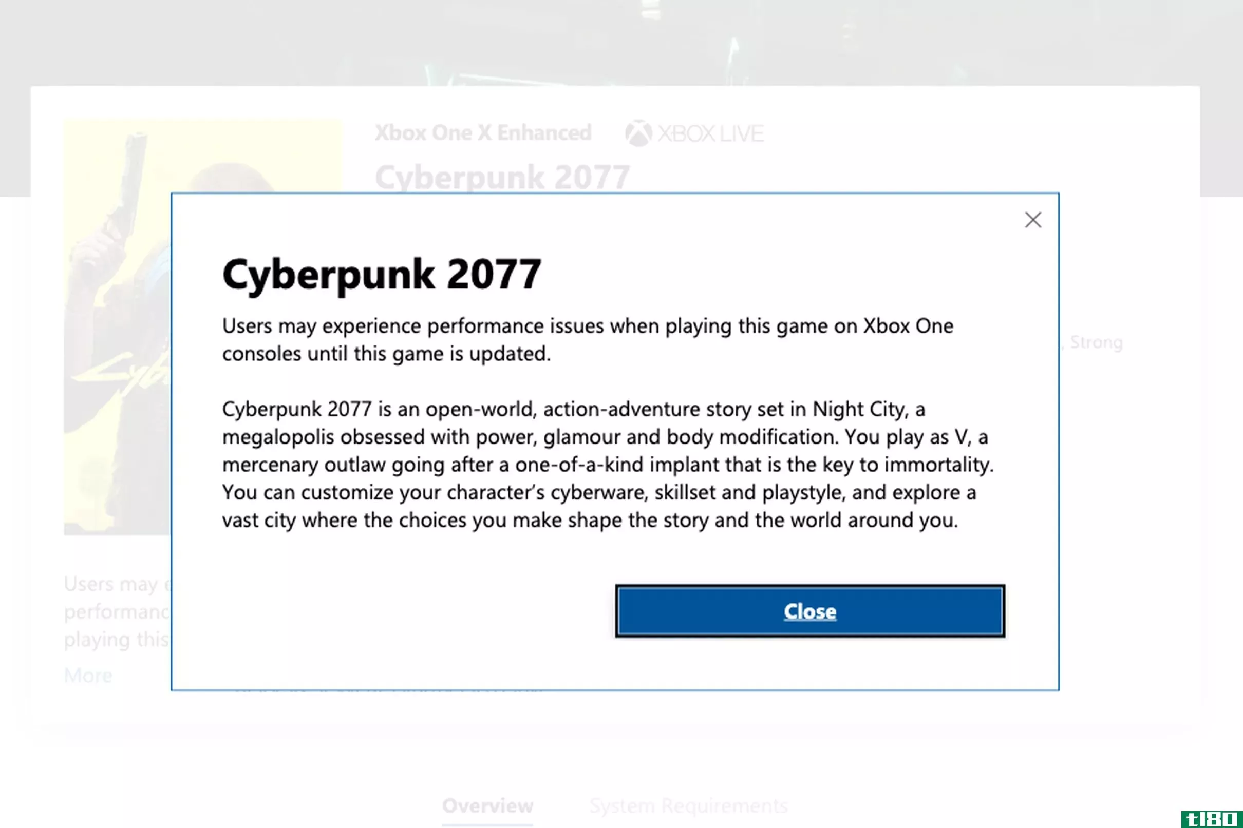 Cyberpunk2077的微软商店列表现在有一个bug警告
