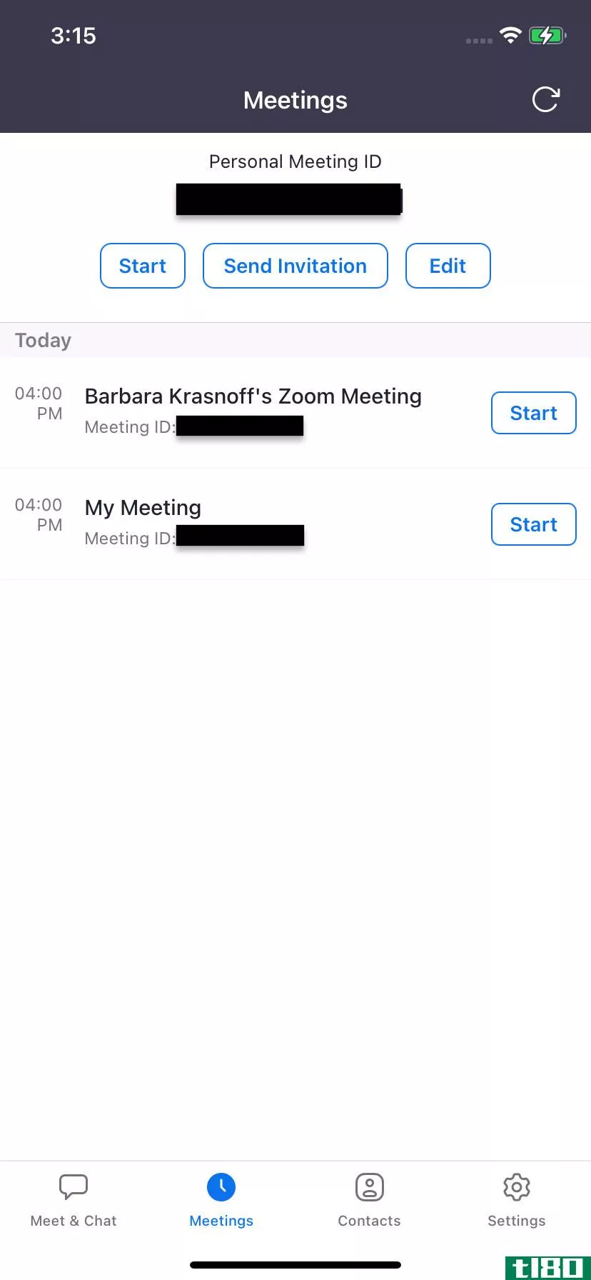 As with the web version, “Meetings” lets you send an invitation
