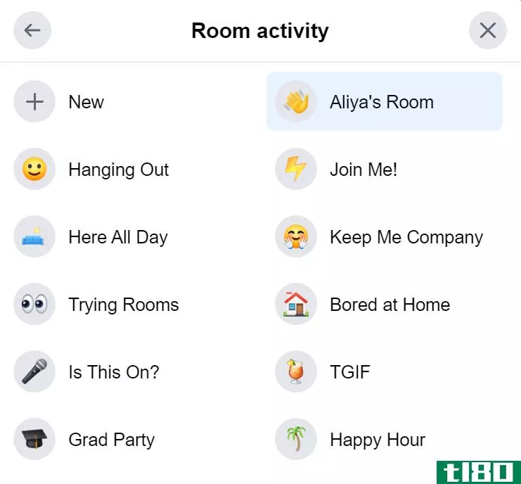The Room activity window gives you multiple opti*** for designating the purpose of your rooms, such as “Hanging Out,” “Keep Me Company,” and “Trying Rooms.”