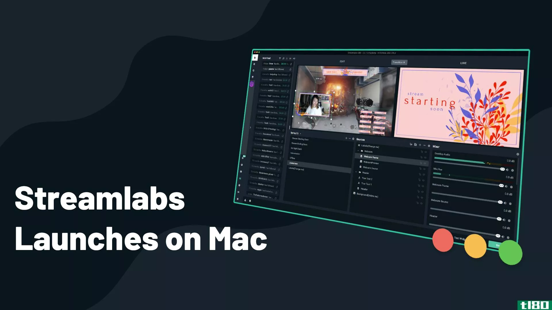 流行的流媒体软件streamlabs obs今天在mac上发布