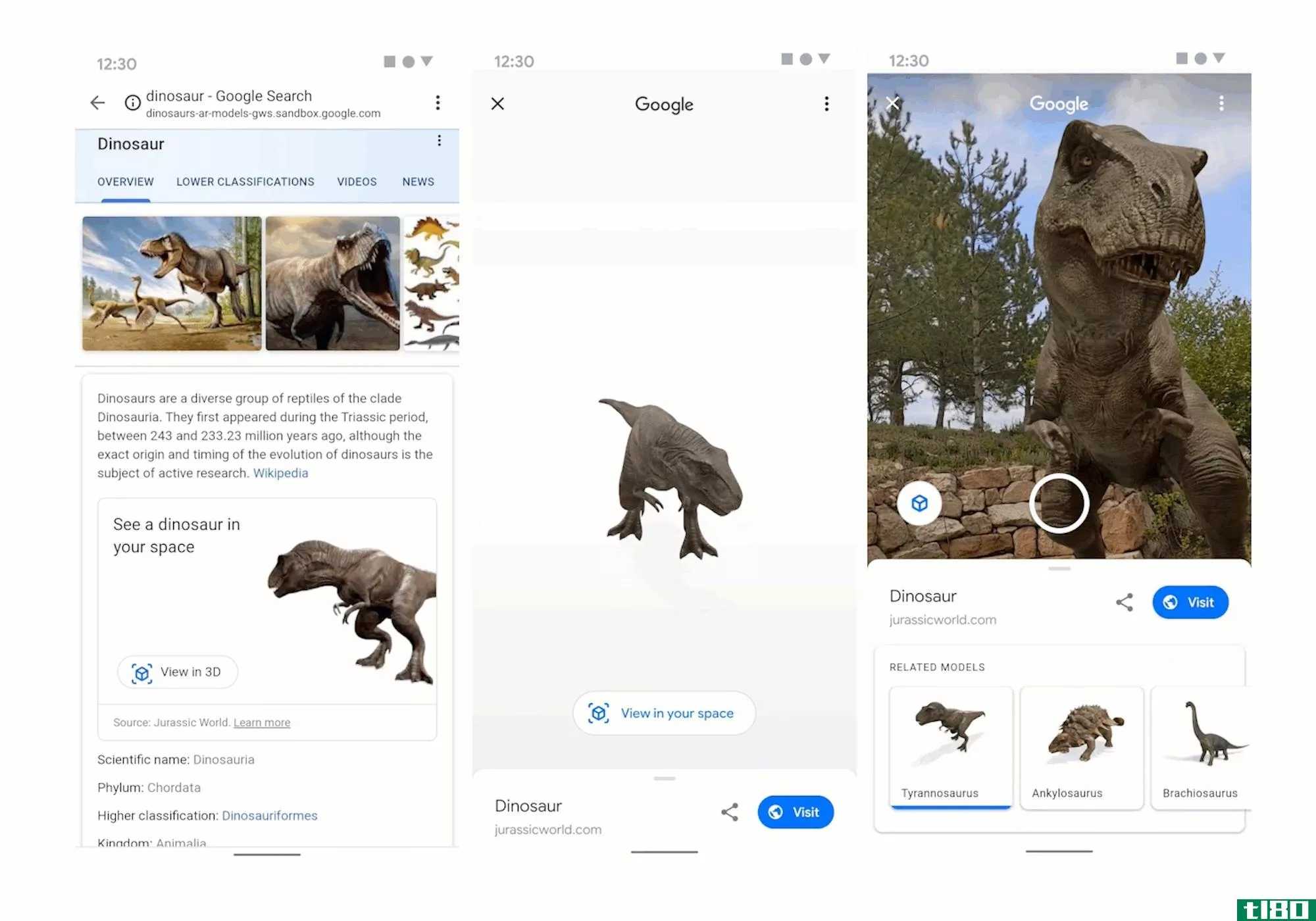 谷歌现在可以让你通过增强现实看到现实世界中的恐龙