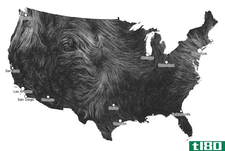令人惊叹的互动地图追踪风的路线