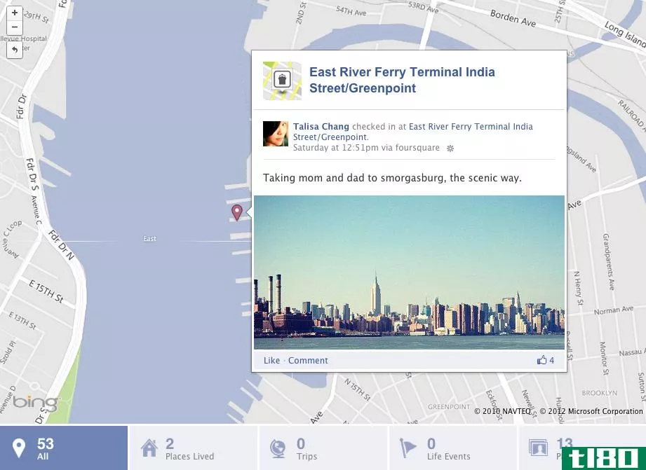 foursquare签到现在可以添加到facebook时间线地图