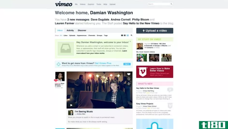 vimeo重新设计提供了更干净的界面，更大的视频，tumblr一样的浏览源