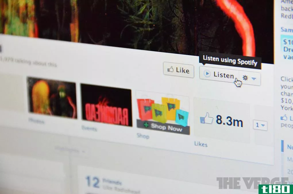 facebook在艺术家页面上添加了“收听”按钮，可以直接进入spotify、mog和rdio