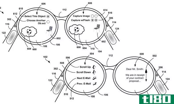 谷歌获得了projectglass侧装触控板的专利