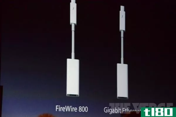 苹果增加了thunderbolt适配器：firewire 800和千兆以太网
