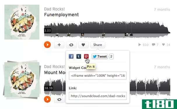 pinterest为固定和播放soundcloud歌曲和kickstarter视频添加了集成