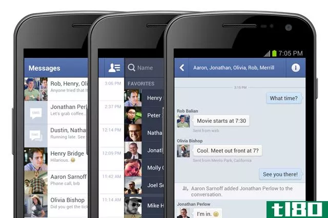 facebook messenger for android在对话中获得独家短信线程