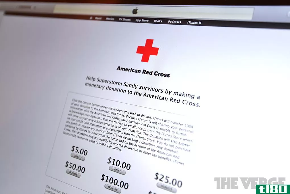美国红十字会为飓风桑迪救援捐款现在正在通过itunes接受