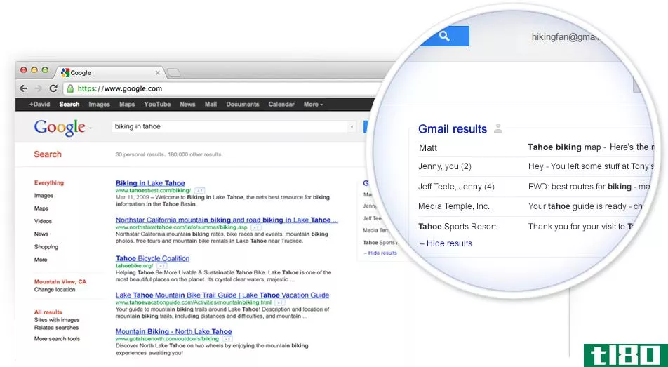 gmail在google搜索中的搜索结果现在可供一些现场试验参与者使用