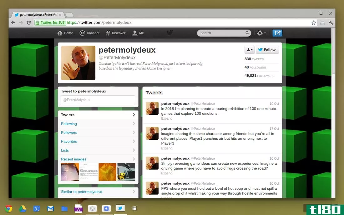 模仿推特帐户，使游戏设计师彼得莫利纽克斯回到正轨