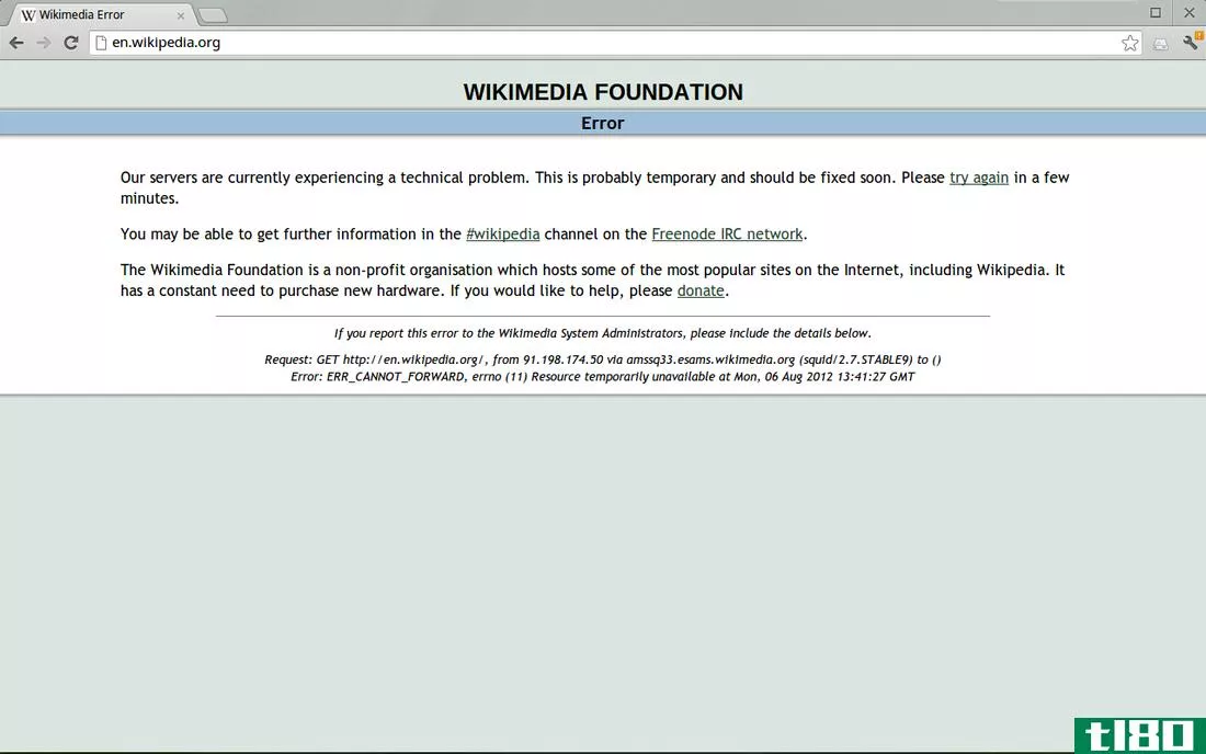 维基百科主页关闭，文章页面加载错误（更新：已恢复）