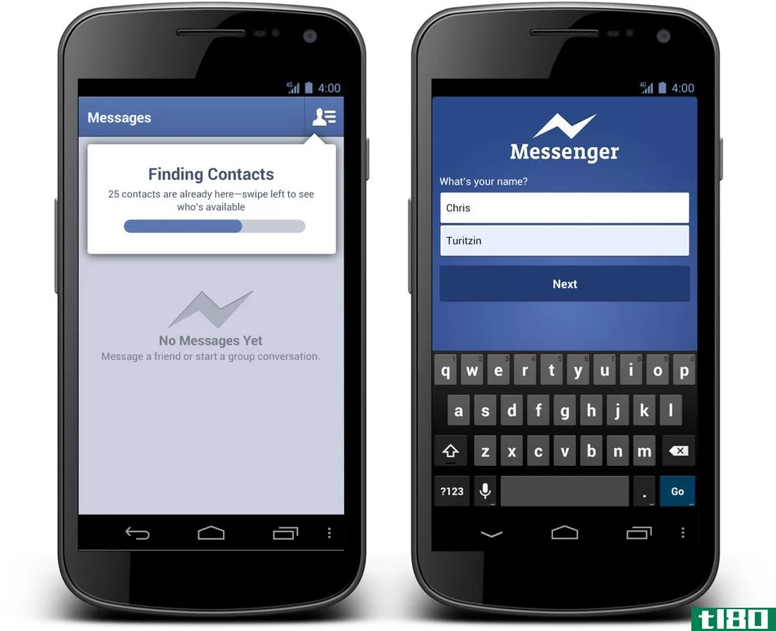 facebook messenger for android放弃了账户要求，采用了短信和whatsapp