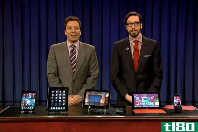 看这个：乔希和吉米法伦谈话表面，lumia，Nexus4，Nexus10，iPadMini和maxi