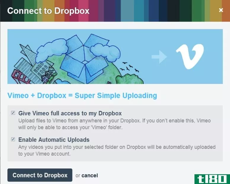 vimeo增加了dropbox对无缝上传的支持
