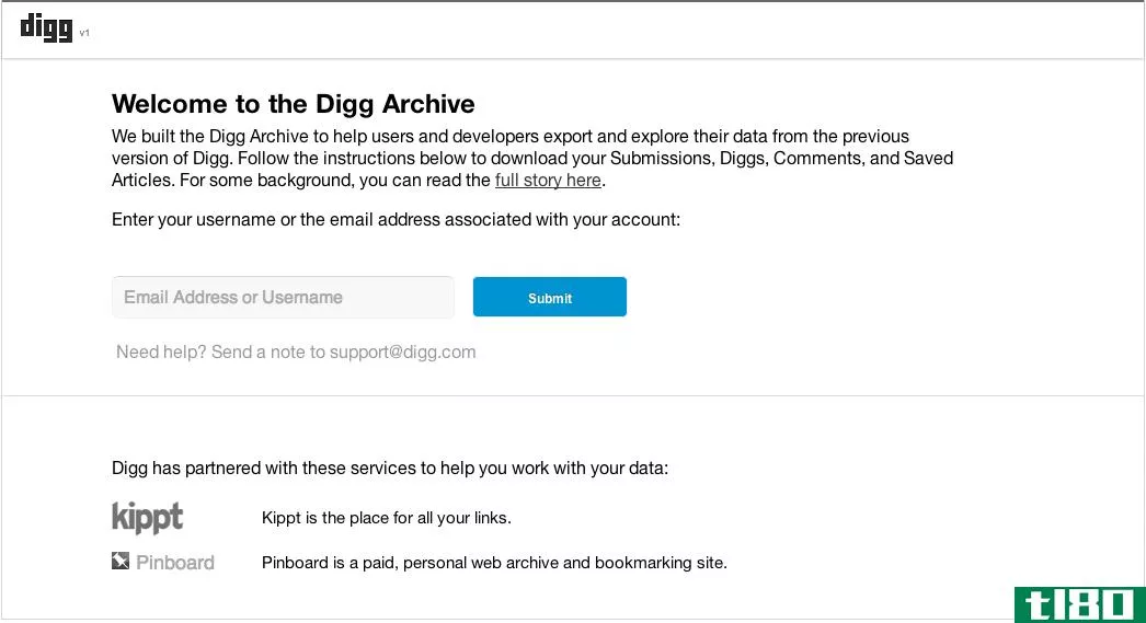 digg archive为用户提供了对旧数据的访问