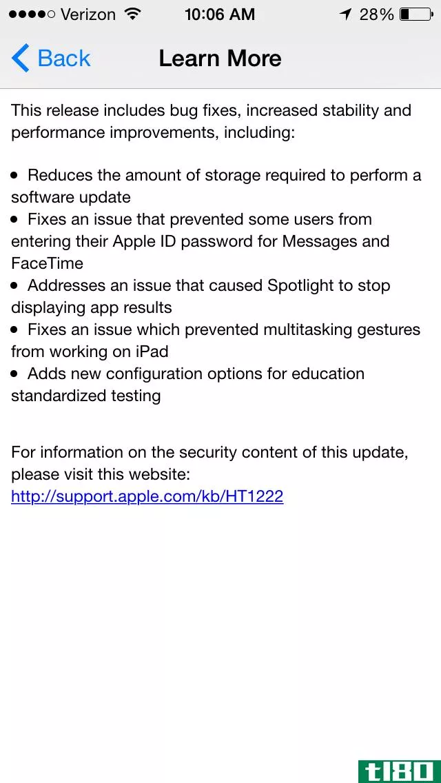 苹果发布ios 8.1.3，减少了更新所需的可用空间