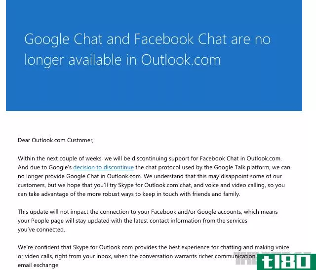 微软在outlook.com上杀掉了谷歌和facebook聊天
