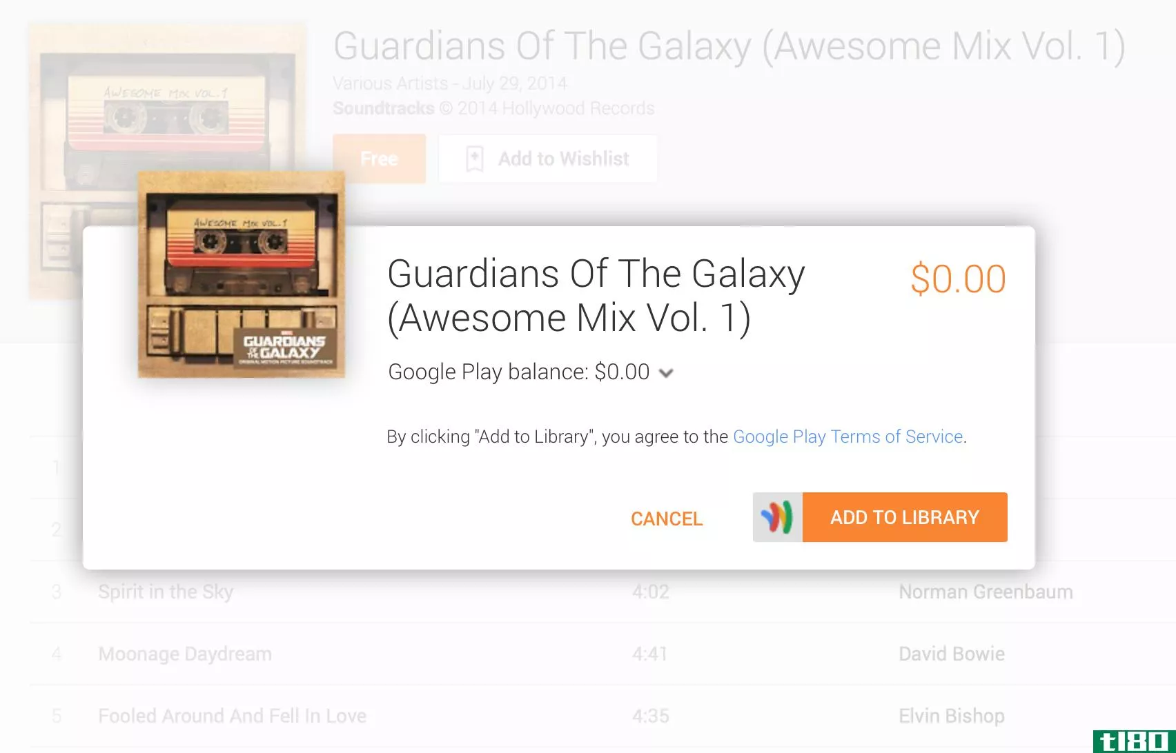 热门的“银河守护者”配乐今天在谷歌play上免费播放