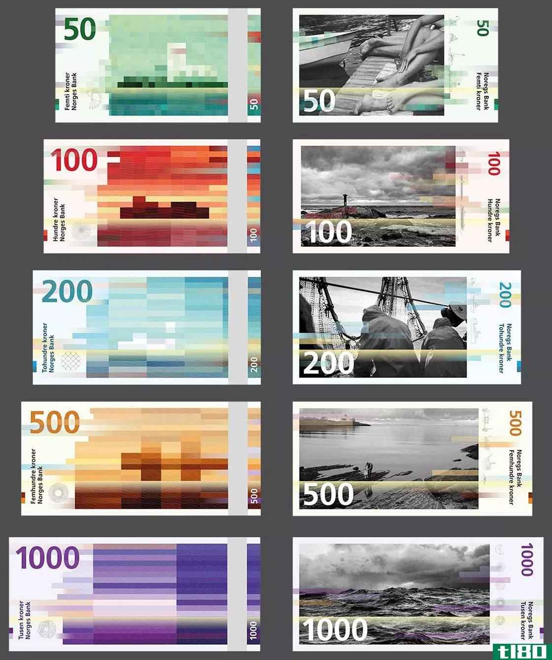 挪威的新钞票是一个美丽的像素模糊