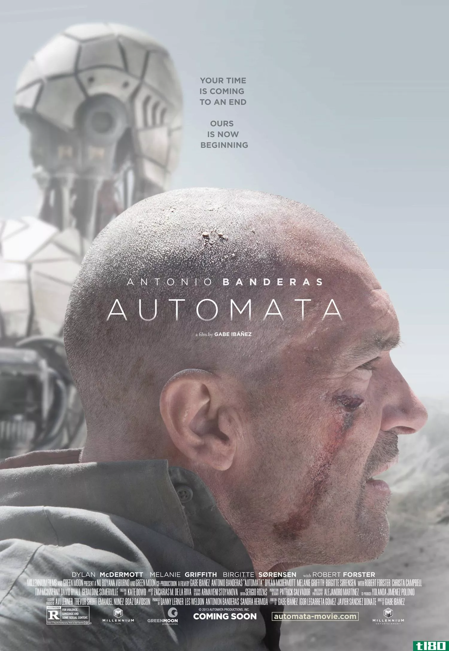 黑色科幻电影《自动机》首部预告片中机器人绑架人类