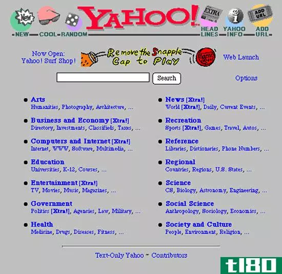 Yahoo homepage 1995