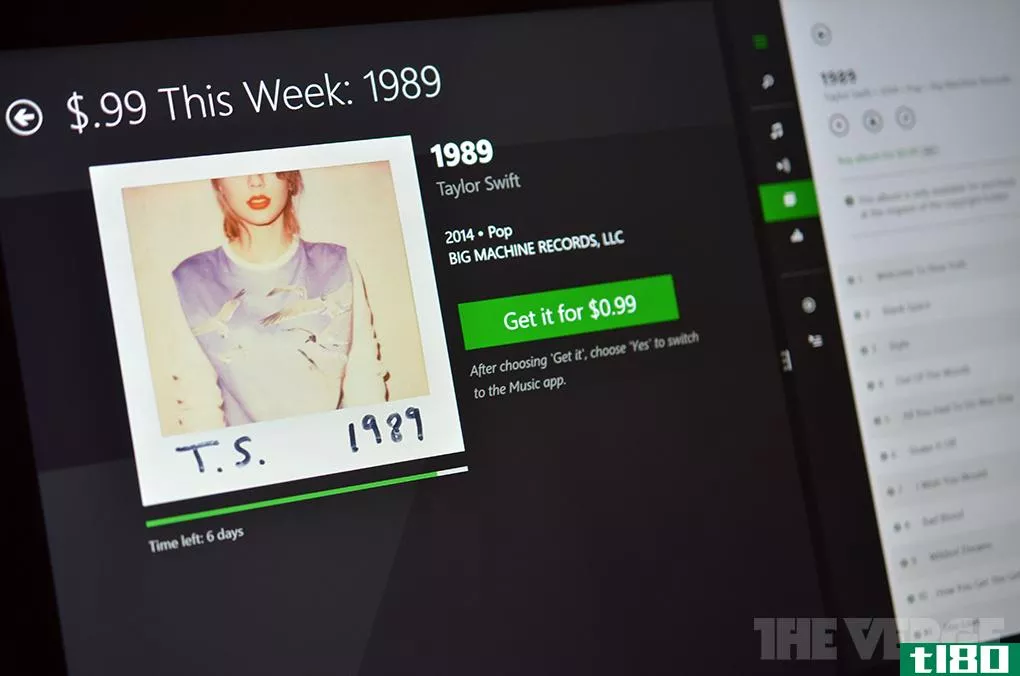 泰勒•斯威夫特（taylorswift）的新专辑《1989》仅售0.99美元
