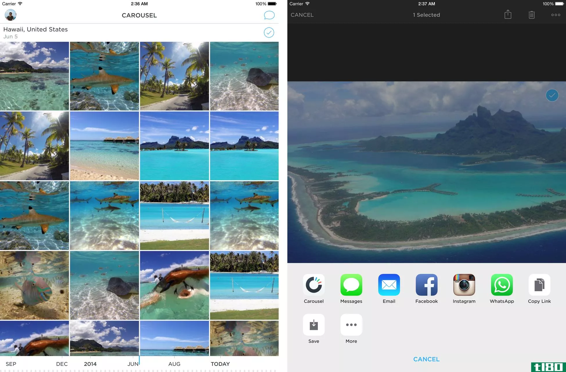 dropbox的旋转木马照片软件提供给iPad和web
